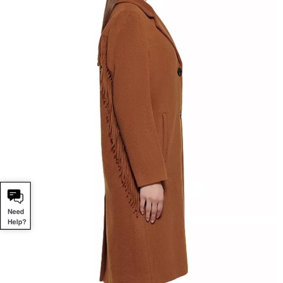 Kenneth Cole Fringe Wool Trench Coat - Picture 5 of 8
